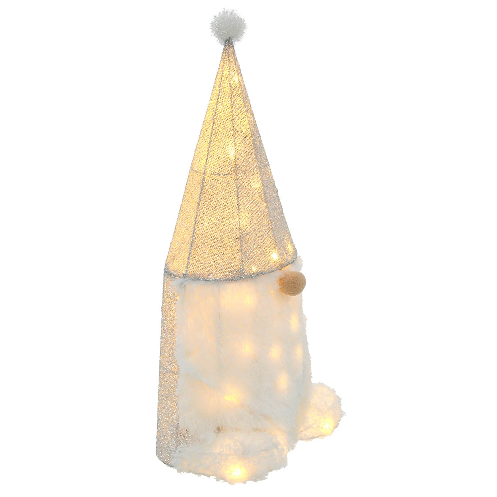 Mr Crimbo Light Up Gonk Christmas Decoration Silver Tinsel Hat 69cm - MrCrimbo.co.uk -XS7542 - -christmas ornament