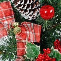Mr Crimbo 60cm Mini Pine Christmas Tree Red Bow Holly Leaves - MrCrimbo.co.uk -XS7637 - -new