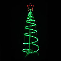 Mr Crimbo Multi-Action Spiral Tree Rope Light Indoor / Outdoor Decoration - MrCrimbo.co.uk -XS1694 - Green -christmas garden lights