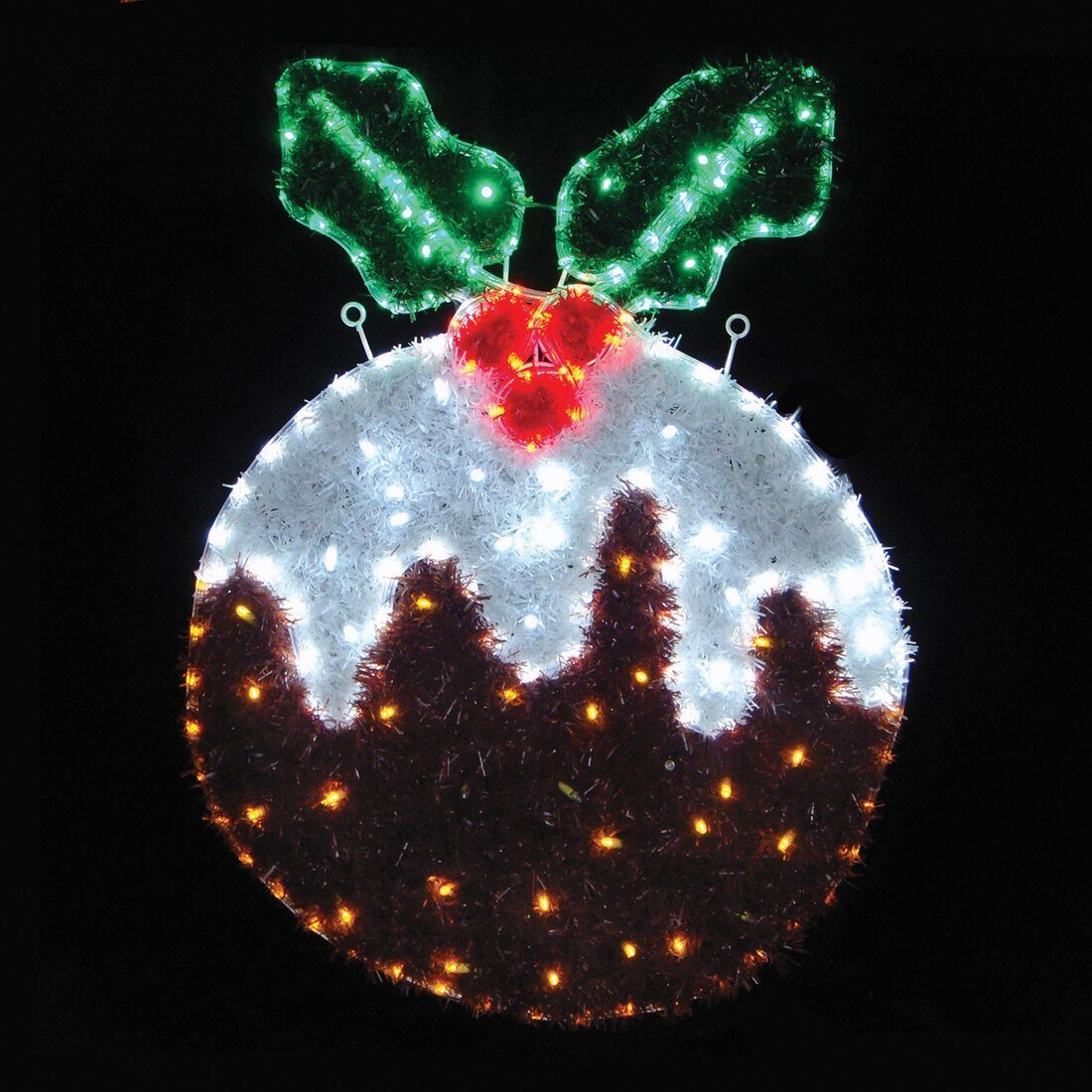 Mr Crimbo Seasonal Christmas Pudding Tinsel LED Rope Light - MrCrimbo.co.uk -XS2910 - -lights